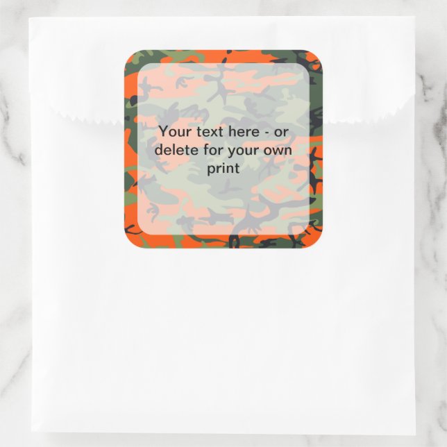 Pegatina Cuadrada Naranja y Camuflaje Verde, Ejército (Bolso)