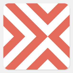 Pegatina Cuadrada Naranja y cheurones blancos