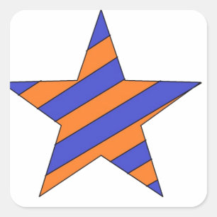 Pegatina Cuadrada naranja y estrella azul