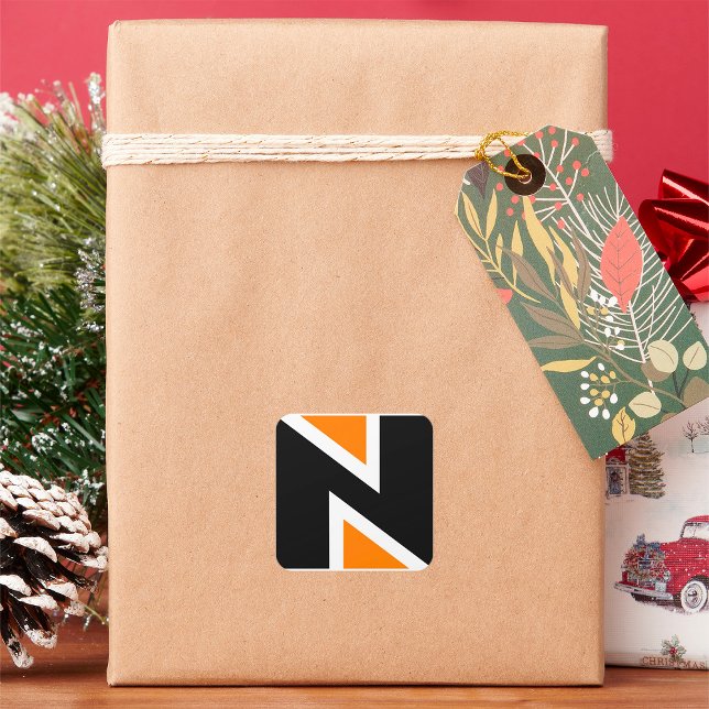 Pegatina Cuadrada Naranja Y Pegatinas De Letra Negra N (Subido por el creador)