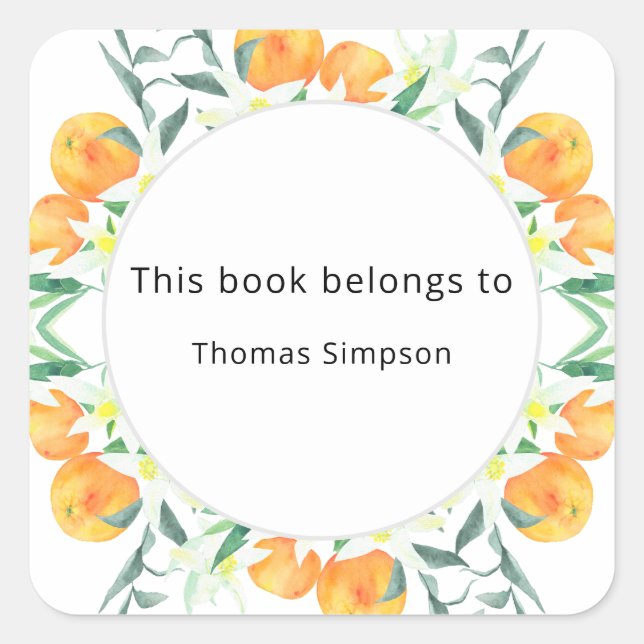 Pegatina Cuadrada Naranjas de cítricos - placa de ducha para bebés (Anverso)