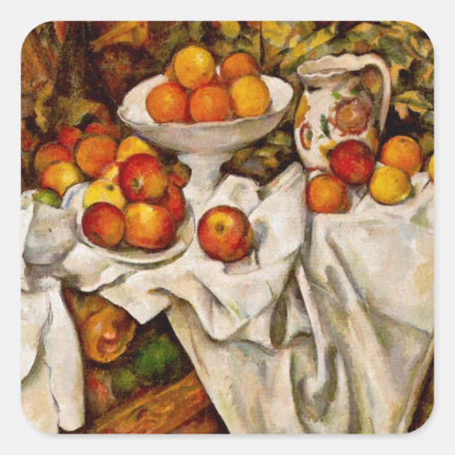 Pegatina Cuadrada Naranjas de Paul Cezanne Apples Impresionismo (Anverso)