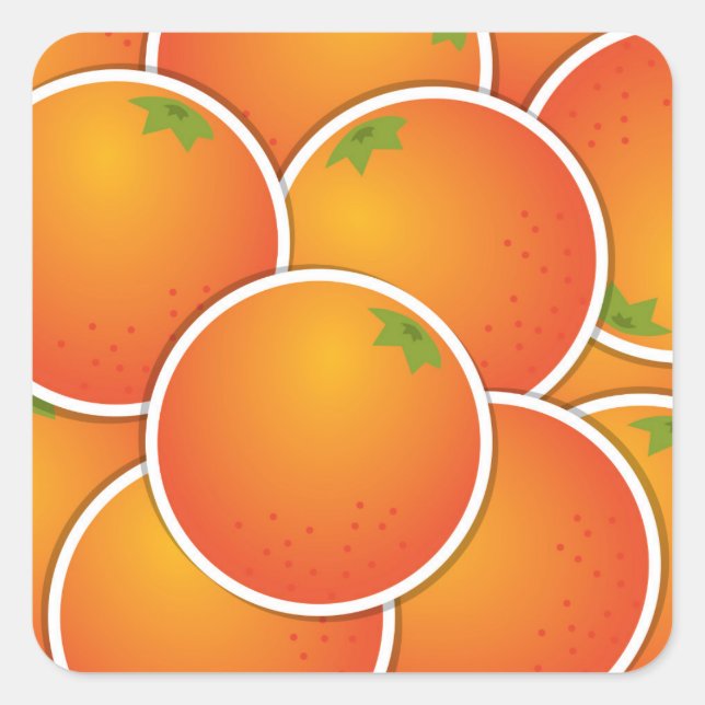 Pegatina Cuadrada Naranjas graciosos (Anverso)