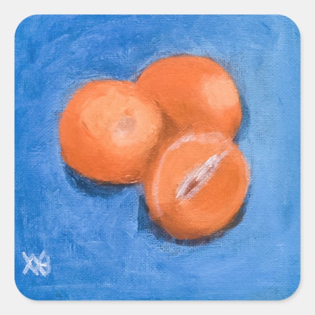 Pegatina Cuadrada Naranjas mandarín (Anverso)