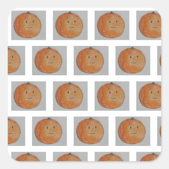 Pegatina Cuadrada Naranjas mandarinas frutos cítricos lindos (Anverso)