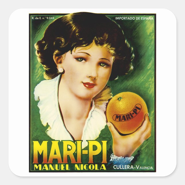 Pegatina Cuadrada Naranjas Mari Pi (Anverso)