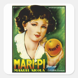 Pegatina Cuadrada Naranjas Mari Pi