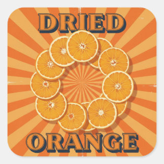 Pegatina Cuadrada Naranjas secos, afiche vintage de Natasha Us