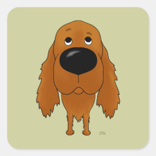 Pegatina Cuadrada Nariz grande Irish Setter