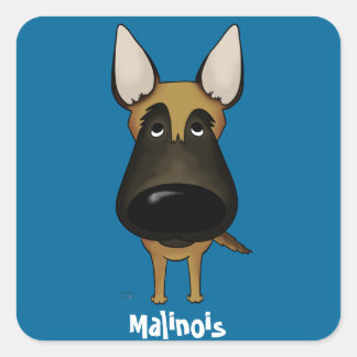 Pegatina Cuadrada Nariz grande Malinois