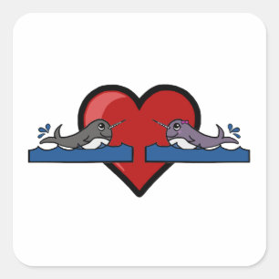 Pegatina Cuadrada Narwhal Couple