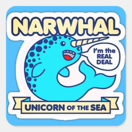 Pegatina Cuadrada Narwhal Unicorn Del Mar