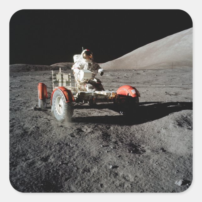 Pegatina Cuadrada NASA Apollo 17 Lunar Roving Vehicle, 1972 (Anverso)