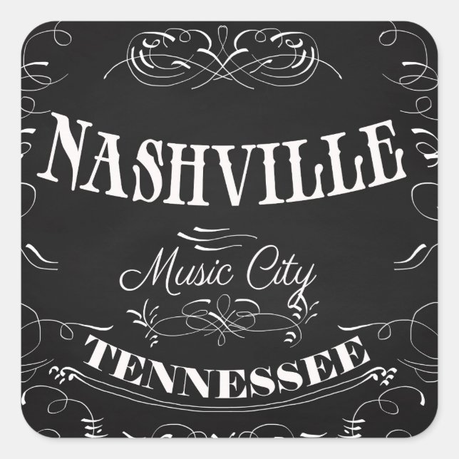 Pegatina Cuadrada Nashville, Tennessee - Ciudad de la Música (Anverso)