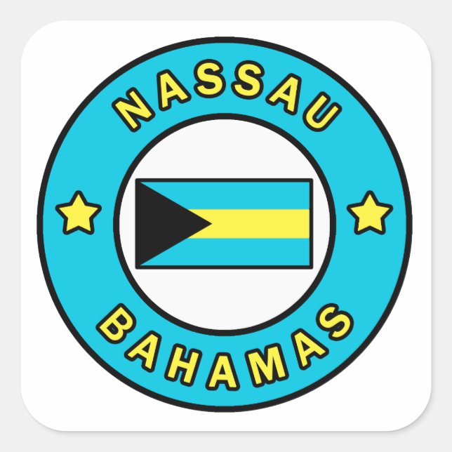 Pegatina Cuadrada Nassau Bahamas (Anverso)