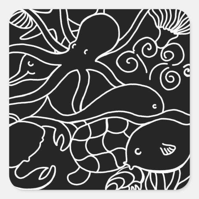 Pegatina Cuadrada Natación nocturna (Anverso)