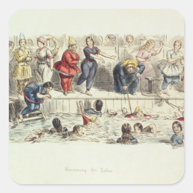 Pegatina Cuadrada Natación para mujeres, 1844 (litho) (Anverso)