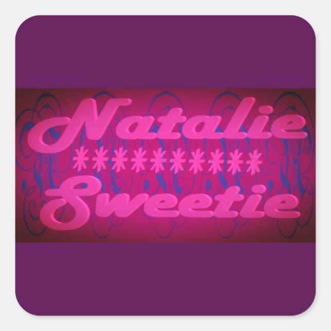Pegatina Cuadrada Natalie Sweetie diseño morado profundo (Anverso)