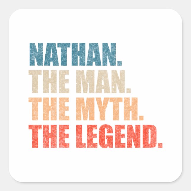 Pegatina Cuadrada Nathan El Hombre El Mito La Leyenda (Anverso)