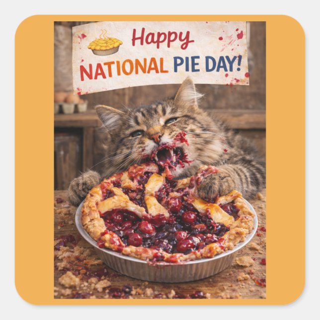 Pegatina Cuadrada National Pie Day Stickers (Anverso)