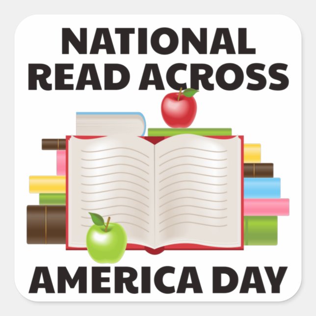 Pegatina Cuadrada National Read Across America Day (Anverso)