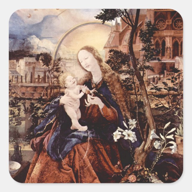 PEGATINA CUADRADA NATIVIDAD CON LILLAS BLANCAS - MAGIA DE NAVIDADES (Anverso)