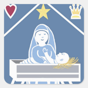 Pegatina Cuadrada Natividad de Jesús y María