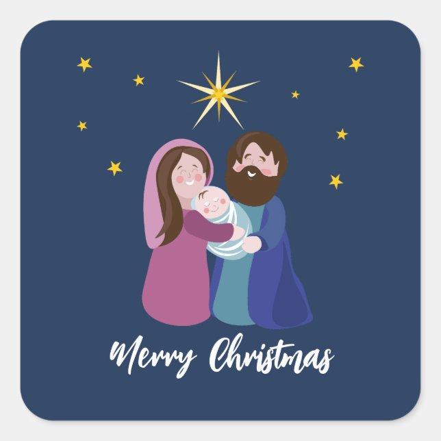 Pegatina Cuadrada Natividad de los navidades (Anverso)
