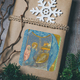 Pegatina Cuadrada Natividad de Navidades religiosos medievales vinta