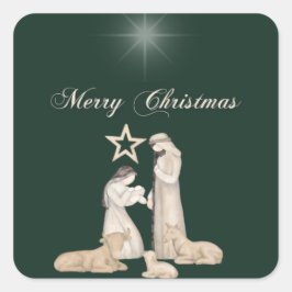 Pegatina Cuadrada Natividad divina: Los Pegatinas de abrazo más bend