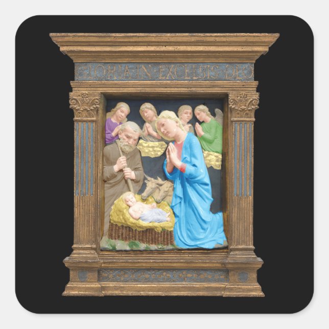 Pegatina Cuadrada NATIVIDAD Luca Della Robbia (Anverso)