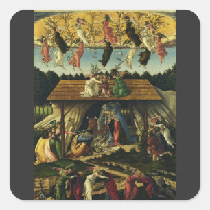 Pegatina Cuadrada Natividad mística de Sandro Botticelli