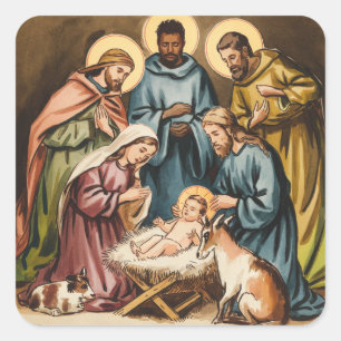 Pegatina Cuadrada Natividad nacimiento de Jesús