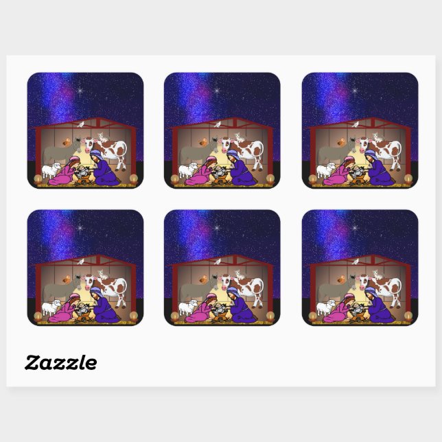 Pegatina Cuadrada Nativity (Hoja)