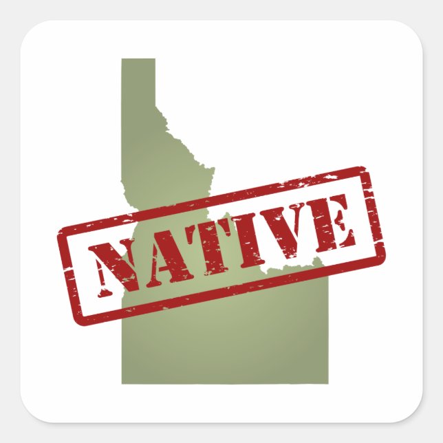 Pegatina Cuadrada Nativo de Idaho con mapa de Idaho (Anverso)
