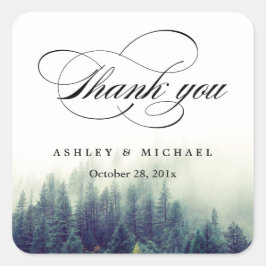 Pegatina Cuadrada Naturaleza Árboles de pinos de bosques Gracias gui