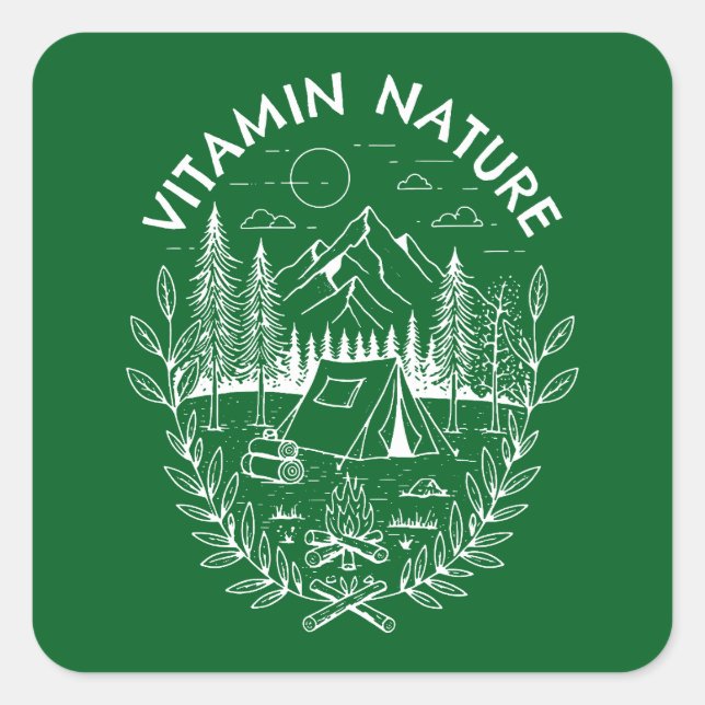 Pegatina Cuadrada Naturaleza de la vitamina (Anverso)