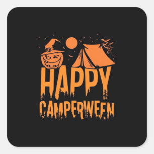 Pegatina Cuadrada Naturaleza del campamento de Halloween