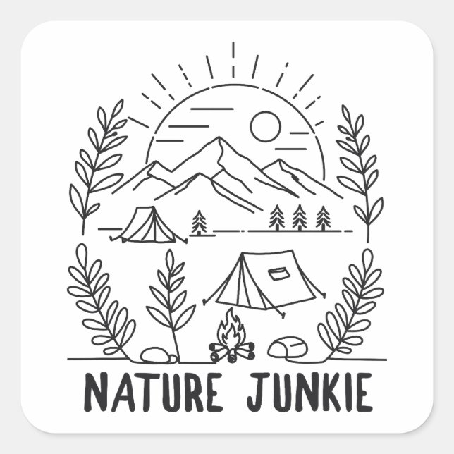 Pegatina Cuadrada Naturaleza Junkie (Anverso)