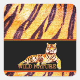 Pegatina Cuadrada NATURALEZA SALVAJE - colección de diseño TIGER