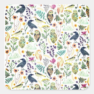 Pegatina Cuadrada Nature-Inspired Botanical Pattern Decorative Throw