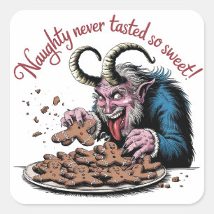 Pegatina Cuadrada Naughty Krampus Navidades Design