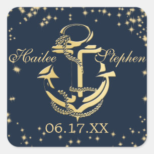 Pegatina Cuadrada Nautical Anchor Starry Sky
