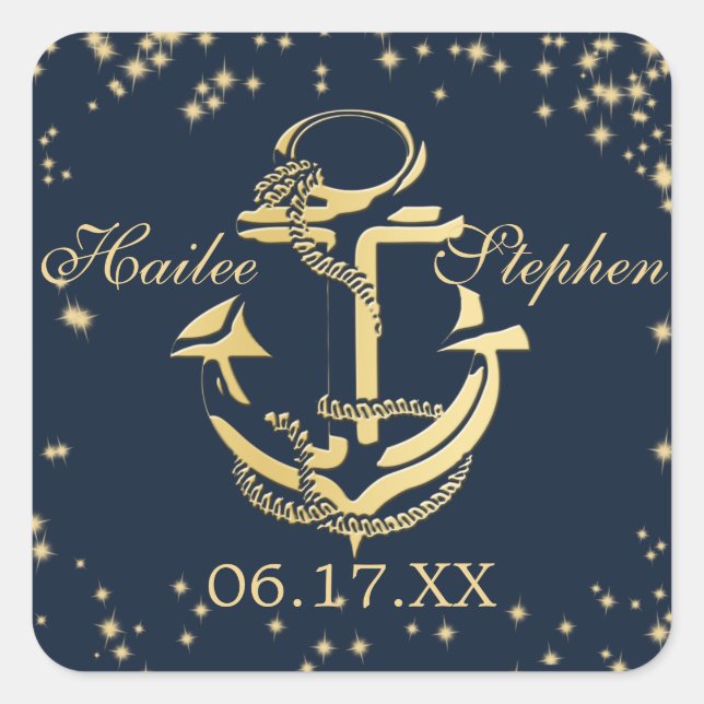 Pegatina Cuadrada Nautical Anchor Starry Sky (Anverso)