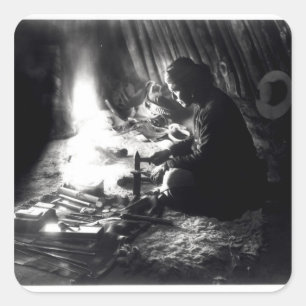Pegatina Cuadrada Navaho silversmith, c.1915