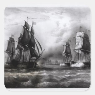 Pegatina Cuadrada Nave del "guardabosques" de John Paul Jones, 1793