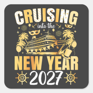 Pegatina Cuadrada Navegando hacia el Año Nuevo 2027