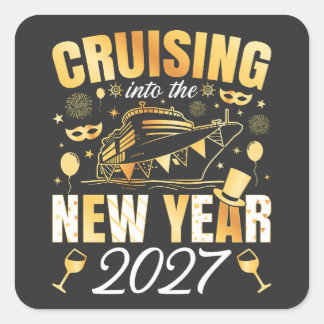Pegatina Cuadrada Navegando hacia el Año Nuevo 2027