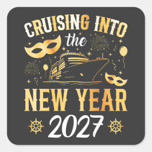 Pegatina Cuadrada Navegando hacia el Año Nuevo 2027