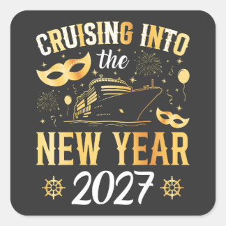 Pegatina Cuadrada Navegando hacia el Año Nuevo 2027